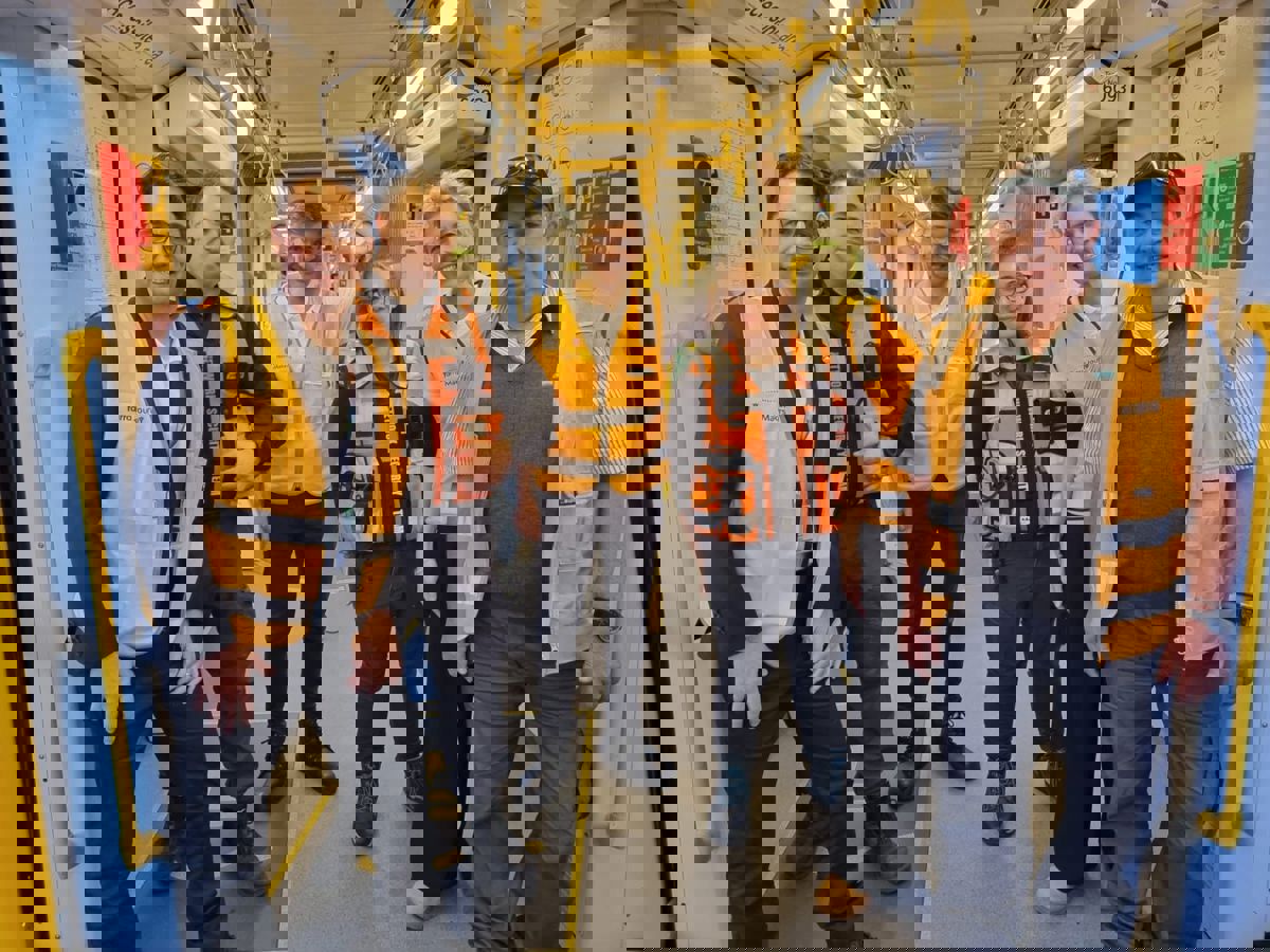 Yarra Journey Makers CEO, Vincent Destot and Executives with Yarra Trams staff